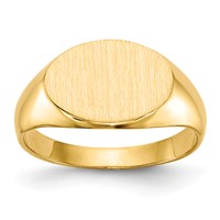 14K Yellow Gold 11.0x 7.5mm Closed Back Oval Signet Ring view 1