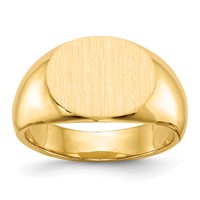 14K Yellow Gold 12.5x9.5mm Oval Closed Back Signet Ring view 1