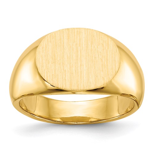 14K Yellow Gold 12.5x 9.5mm Oval Closed Back Signet Ring
