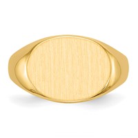 14K Yellow Gold 16.0x12.0mm Oval Closed Back Mens Signet Ring view 4