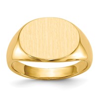 14K Yellow Gold 16.0x12.0mm Oval Closed Back Mens Signet Ring view 1