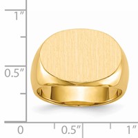14K Yellow Gold 19.0x 13.0mm Oval Closed Back Mens Signet Ring view 5