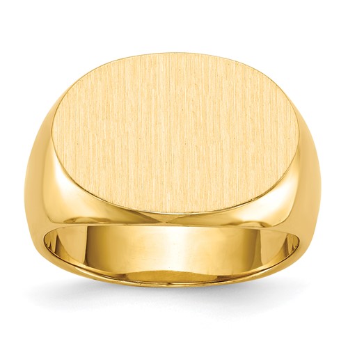 14K Yellow Gold 19.0x13.0mm Oval Closed Back Mens Signet Ring