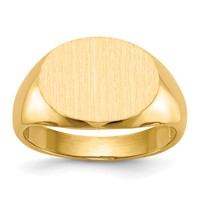 14K Yellow Gold 16.0x12.0mm Oval Open Back Mens Signet Ring view 1
