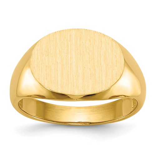 14K Yellow Gold 16.0x 12.0mm Oval Open Back Mens Signet Ring