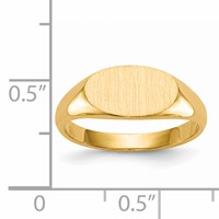 14K Yellow Gold 11.5x 6.5mm East-West Oval Closed Back Signet Ring view 5