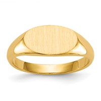 14K Yellow Gold 11.5x 6.5mm East-West Oval Closed Back Signet Ring view 1