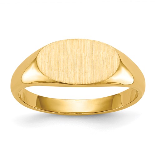 14K Yellow Gold 11.5x 6.5mm East-West Oval Closed Back Signet Ring