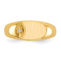 14K 1 2 Point VS Diamond 11.0x6.5mm Oval Open Back Signet Ring view 4