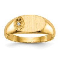 14K 1 2 Point VS Diamond 11.0x6.5mm Oval Open Back Signet Ring view 1