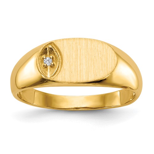 14K Yellow Gold 0.50 Point a Diamond 11.0x 6.5mm Oval Open Back Signet Ring