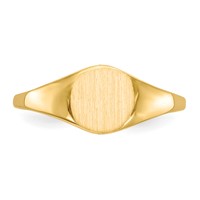 14K Yellow Gold 6.5x 7.5mm Round Closed Back Signet Ring view 4