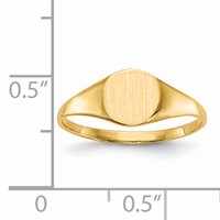 14K Yellow Gold 6.5x 7.5mm Round Closed Back Signet Ring view 5