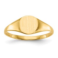 14K Yellow Gold 6.5x 7.5mm Round Closed Back Signet Ring view 1
