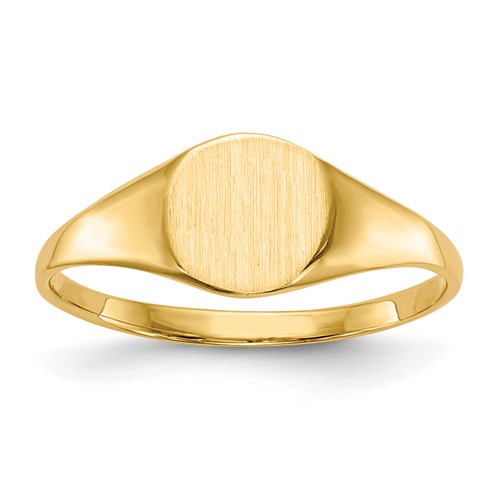 14K Yellow Gold 6.5x 7.5mm Round Closed Back Signet Ring