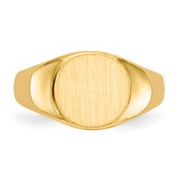 14K Yellow Gold 8.5x 7.5mm Closed Back Oval Signet Ring view 4