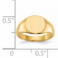 14K Yellow Gold 8.5x 7.5mm Closed Back Oval Signet Ring view 5