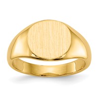 14K Yellow Gold 8.5x 7.5mm Closed Back Oval Signet Ring view 1