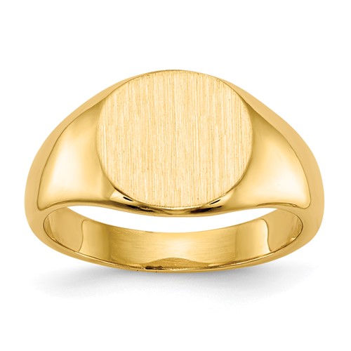 14K Yellow Gold 8.5x 7.5mm Closed Back Oval Signet Ring, Size 3