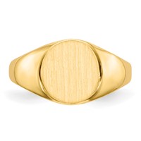 14K Yellow Gold 9.5x 8.5mm Round Closed Back Signet Ring view 4