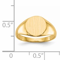 14K Yellow Gold 9.5x 8.5mm Round Closed Back Signet Ring view 5