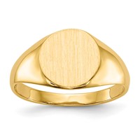 14K Yellow Gold 9.5x 8.5mm Round Closed Back Signet Ring view 1