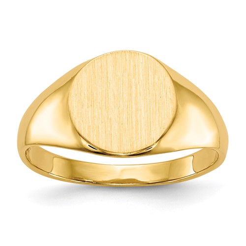 14K Yellow Gold 9.5x 8.5mm Round Closed Back Signet Ring