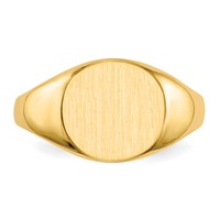 14K Yellow Gold 9.5x 10.0mm Round Closed Back Signet Ring view 4