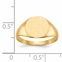 14K Yellow Gold 9.5x 10.0mm Round Closed Back Signet Ring view 5