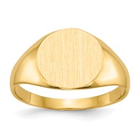 14K Yellow Gold 9.5x 10.0mm Round Closed Back Signet Ring view 1