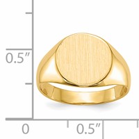 14K Yellow Gold 10.5x11.0mm Round Closed Back Signet Ring view 5