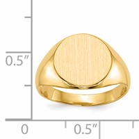 14K Yellow Gold 11.5x12.0mm Round Closed Back Signet Ring view 5
