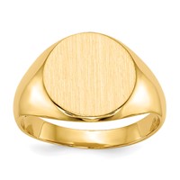 14K Yellow Gold 11.5x12.0mm Round Closed Back Signet Ring view 1