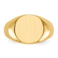 14K Yellow Gold 13.5x12.5mm Round Closed Back Mens Signet Ring view 4