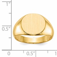 14K Yellow Gold 13.5x12.5mm Round Closed Back Mens Signet Ring view 5
