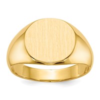 14K Yellow Gold 13.5x12.5mm Round Closed Back Mens Signet Ring view 1