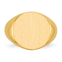 14K Yellow Gold 15.5x 15.0mm Round Closed Back Signet Ring view 4
