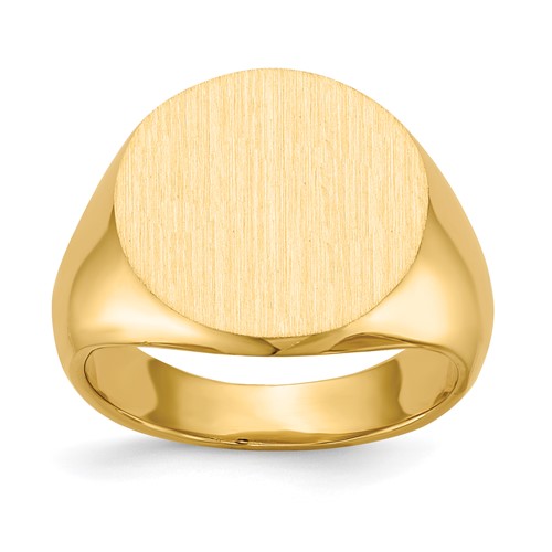 14K Yellow Gold 15.5x 15.0mm Round Closed Back Signet Ring