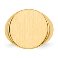 14K Yellow Gold 18.0x 17.5mm Round Closed Back Mens Signet Ring view 4