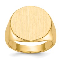 14K Yellow Gold 18.0x 17.5mm Round Closed Back Mens Signet Ring view 1