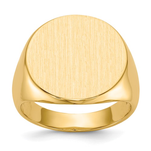 14K Yellow Gold 18.0x 17.5mm Round Closed Back Mens Signet Ring