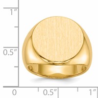 14K Yellow Gold 18.0x 18.0mm Round Closed Back Mens Signet Ring view 5