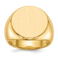 14K Yellow Gold 18.0x 18.0mm Round Closed Back Mens Signet Ring view 1