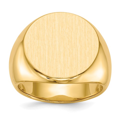 14K Yellow Gold 18.0x 18.0mm Round Closed Back Mens Signet Ring