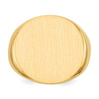 14K Yellow Gold 21.0x 21.5mm Round Closed Back Mens Signet Ring view 4
