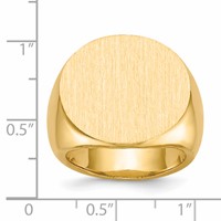 14K Yellow Gold 21.0x 21.5mm Round Closed Back Mens Signet Ring view 5