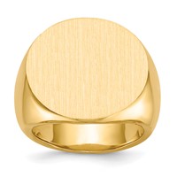 14K Yellow Gold 21.0x 21.5mm Round Closed Back Mens Signet Ring view 1