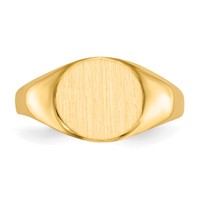14K Yellow Gold 9.5x 8.5mm Round Open Back Signet Ring view 4