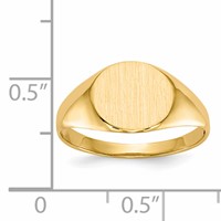 14K Yellow Gold 9.5x 8.5mm Round Open Back Signet Ring view 5