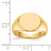 14K Yellow Gold 13.5x 12.5mm Round Open Back Mens Signet Ring view 5